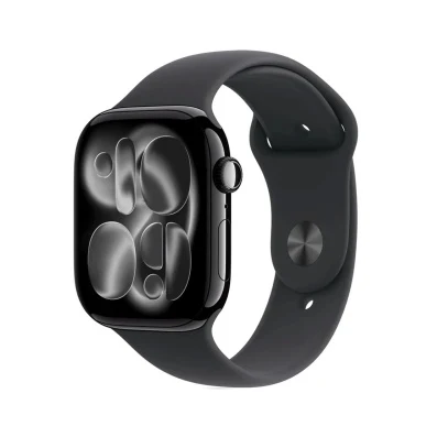 Apple Watch Series 11, 42 мм корпус из алюминия цвета «Jet Black», ремешок Sport Band размера S/M цвета «Black»