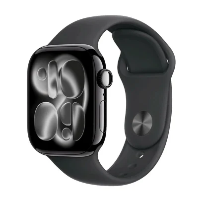 Apple Watch Series 11, 46 мм корпус из алюминия цвета «Jet Black», ремешок Sport Band размера S/M цвета «Black»