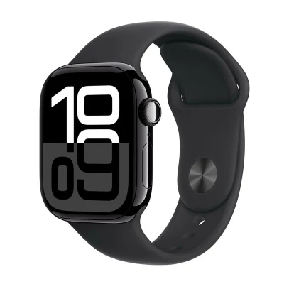 Apple Watch Series 10, 46 мм корпус из алюминия цвета «Jet Black», ремешок Sport Band размера S/M цвета «Black»