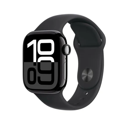 Apple Watch Series 10, 42 мм корпус из алюминия цвета «Jet Black», ремешок Sport Band размера M/L цвета «Black»