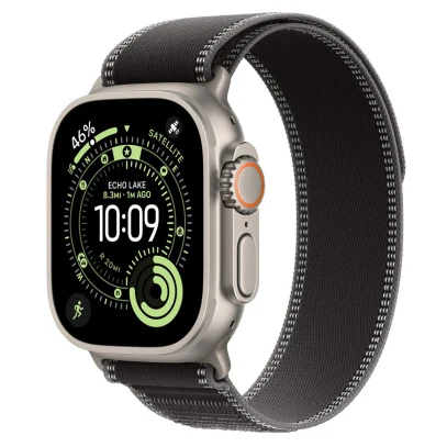 Apple Watch Ultra 3 (2025), 49 мм корпус из титана цвета «Natural», ремешок Trail Loop размера M/L цвета «Black/Charcoal»