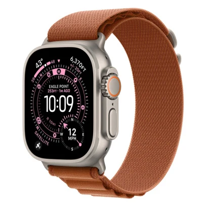Apple Watch Ultra 3 (2025), 49 мм корпус из титана цвета «Natural», ремешок Alpine Loop размера M цвета «Terra Cotta»