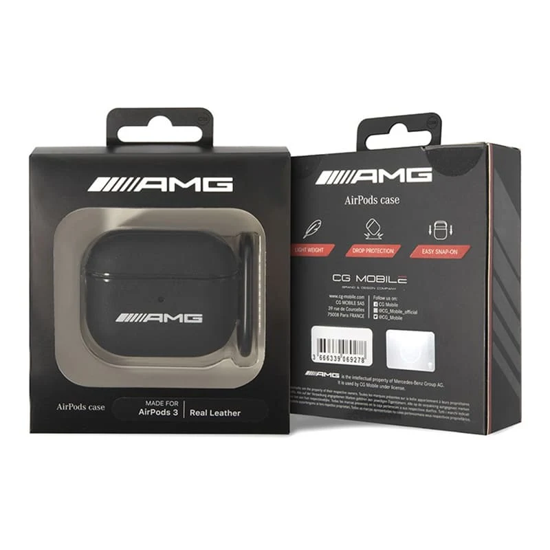 Чехол AMG для Airpods 3 Genuine leather with stamped logo (AMA3SLWK) Черный