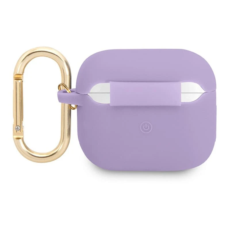 Чехол Guess для AirPods 3 с карабином CG Mobile Silicone with ring Script logo (GUA3SLSMP) Фиолетовый
