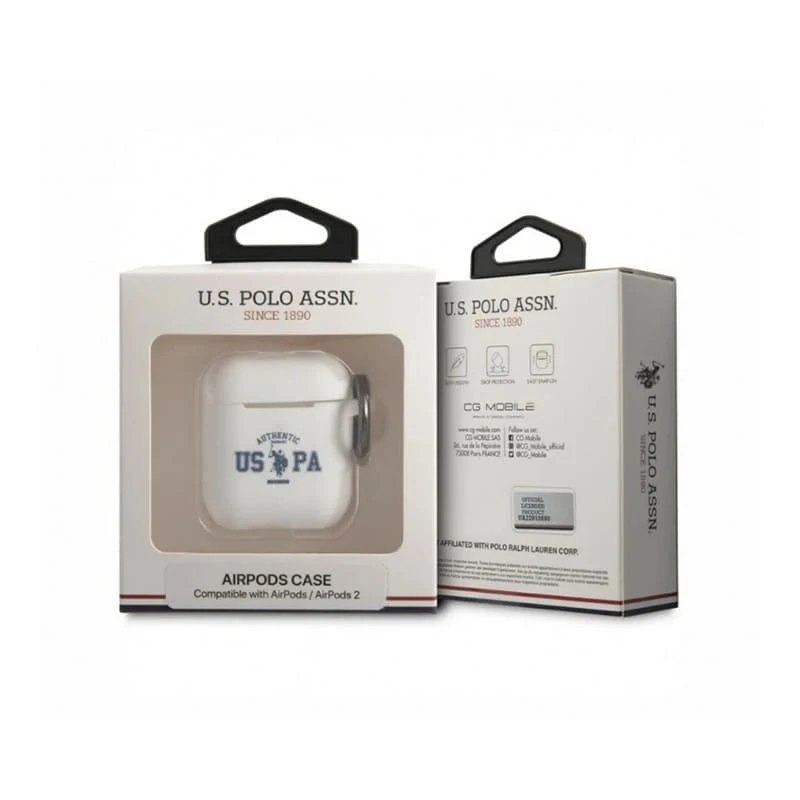 Чехол с карабином CG Mobile для Airpods 2 U.S. POLO ASSN. (USACA2SATH) Белый