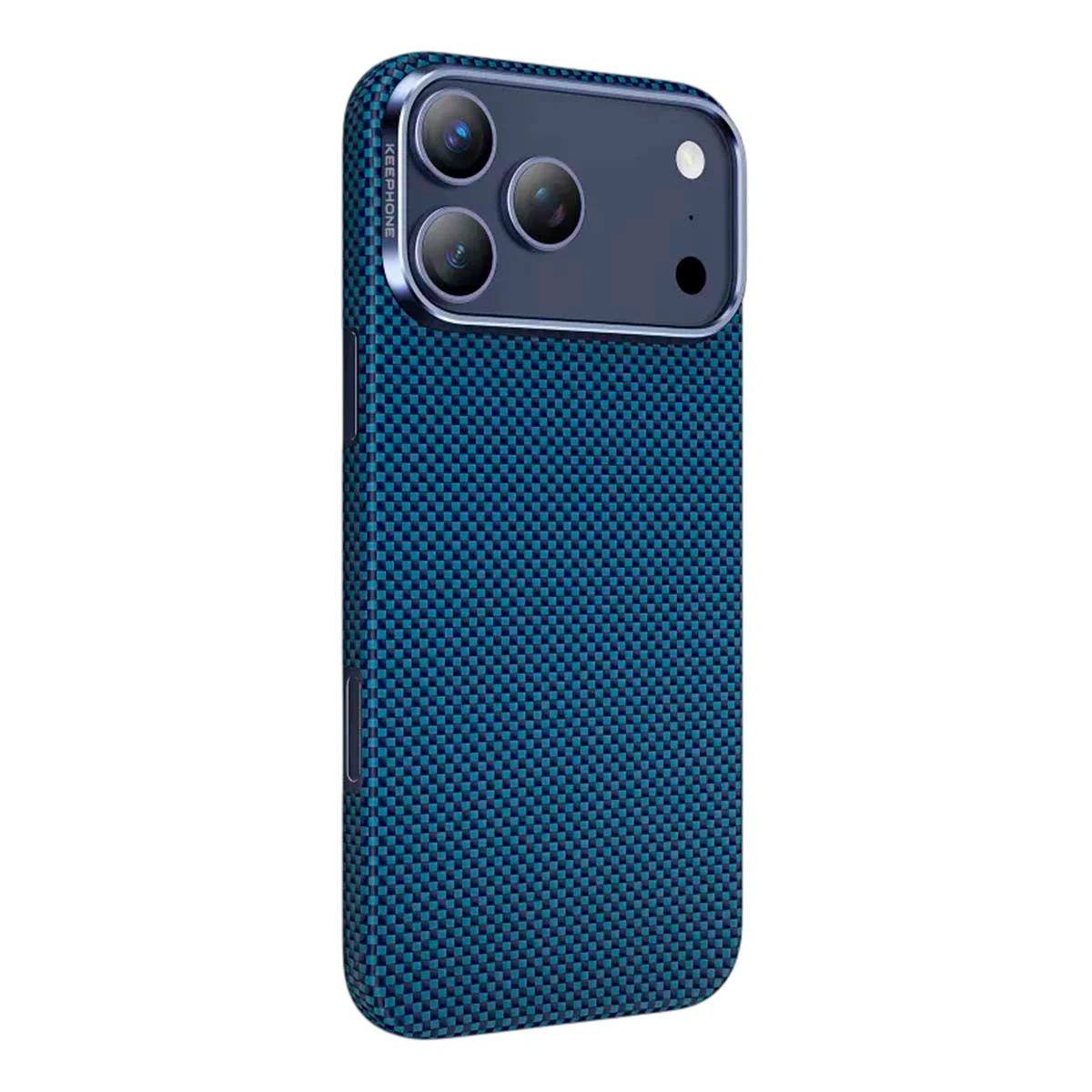 Чехол для iPhone 17 Pro с MagSafe KEEPHONE Kevlar Norra Шахматное плетение синий