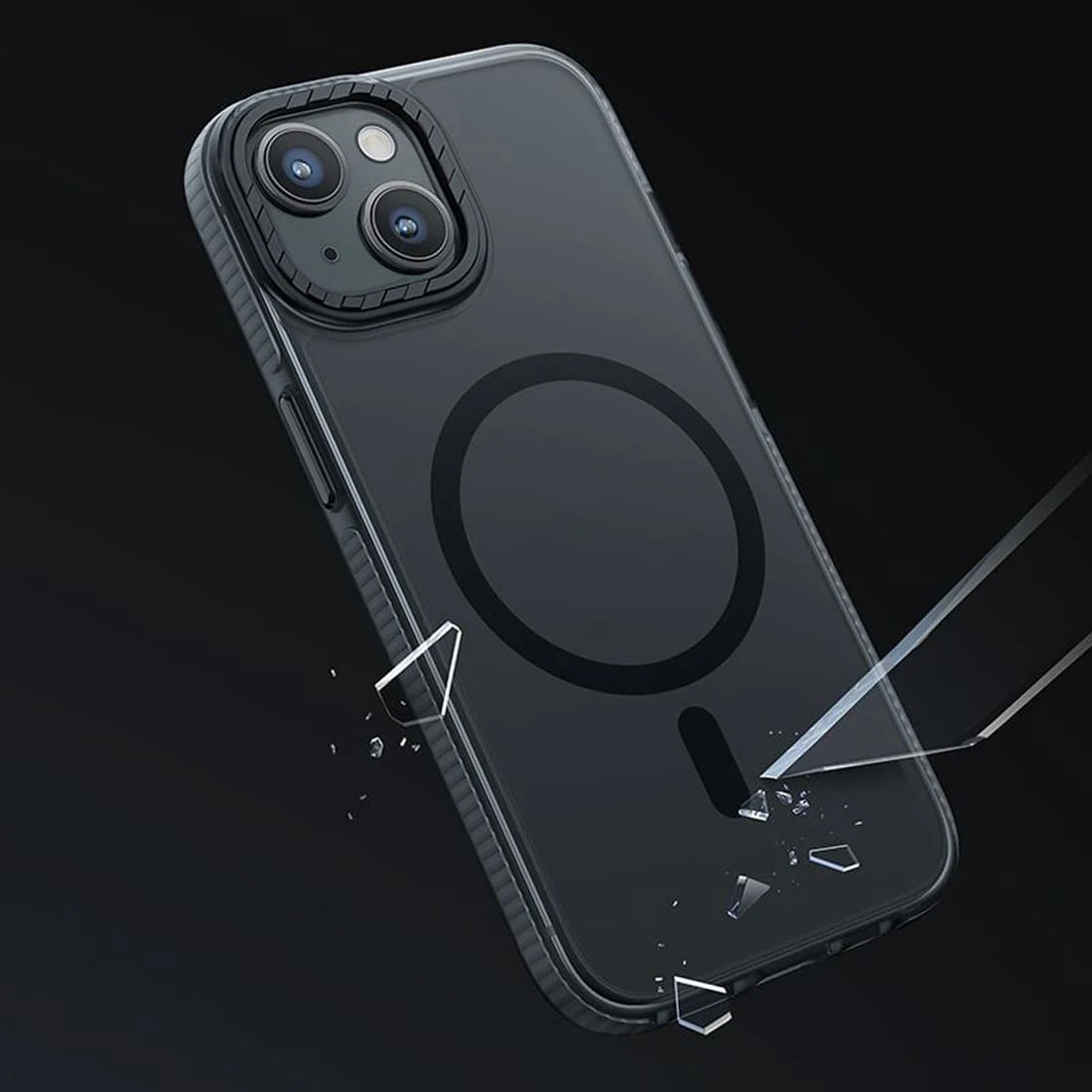 Чехол hoco. DROP PROOF Magnetic Smartphone Case для Apple iPhone 15 Plus Прозрачный черный